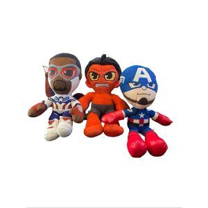 Mattel Blue Red White Captain America Marvel Superhero Plush Toys Set of 3